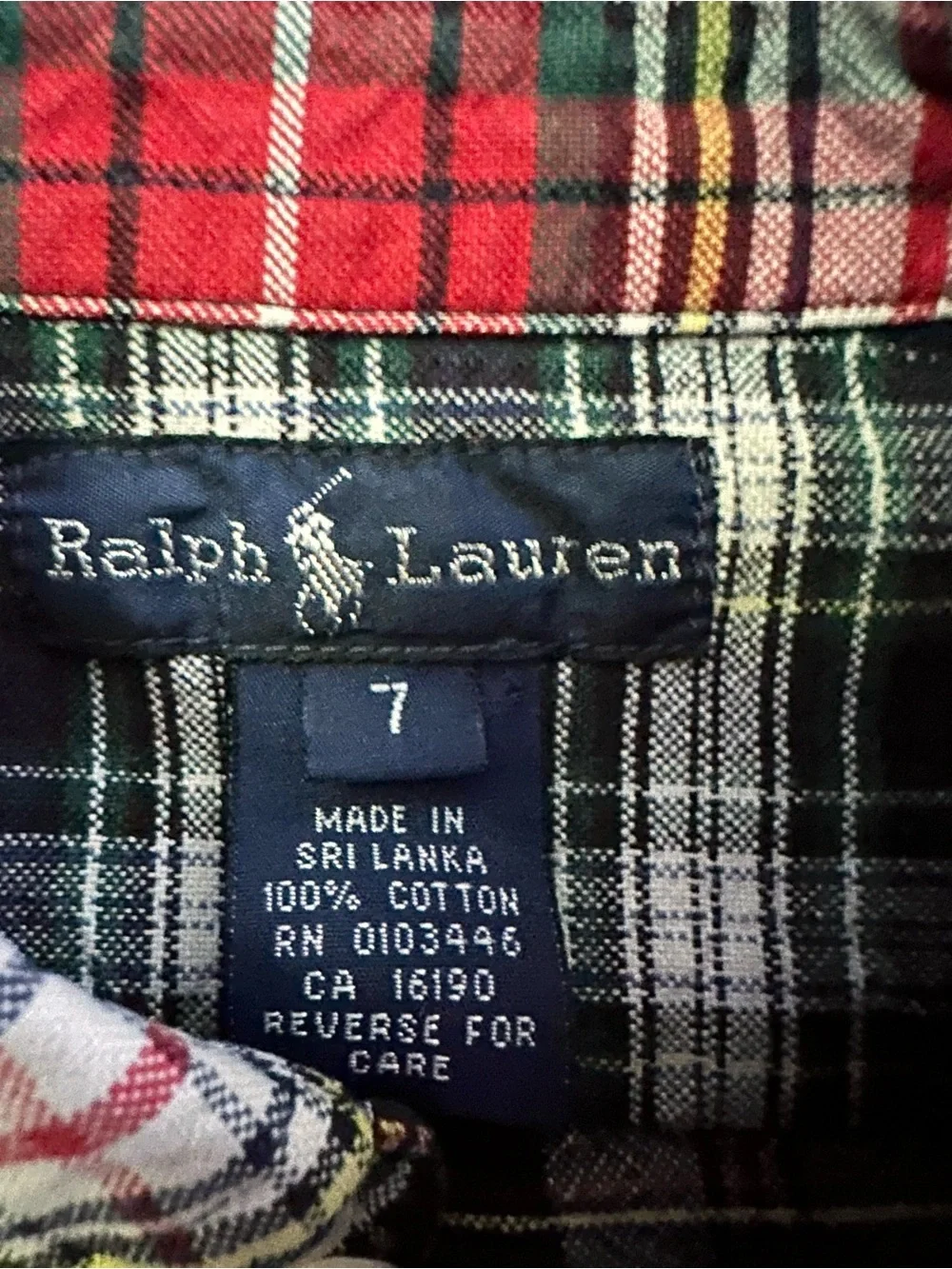 Ralph Lauren plaid Oxford shirt, size 7
